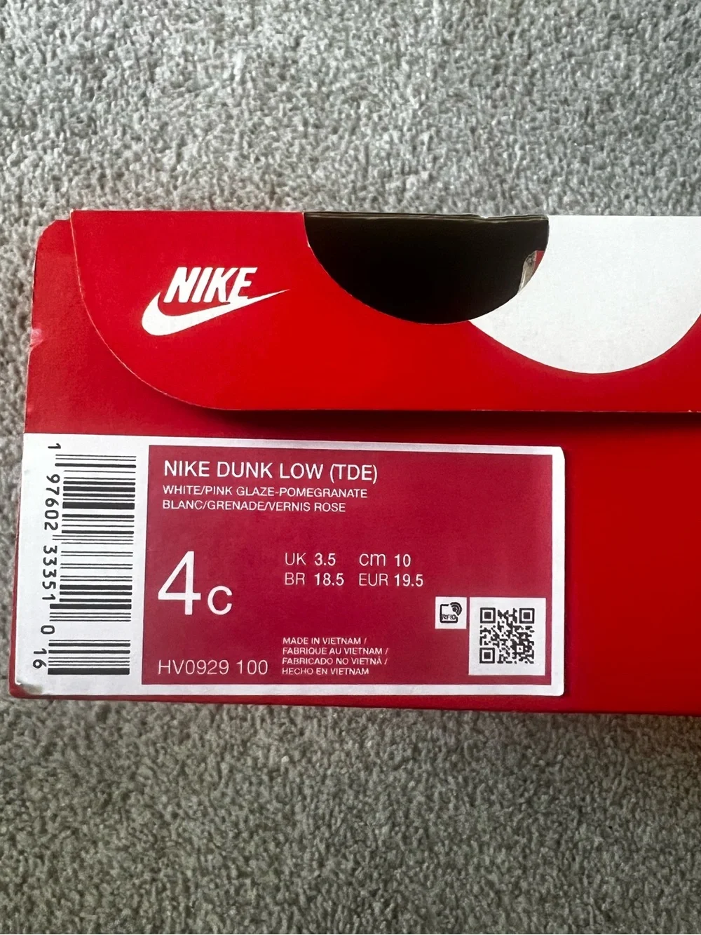 Nike Pink Dunk Low Sneakers - 4C